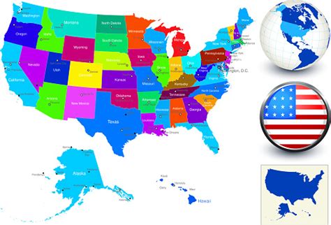 Vector World Map Geography Of United States Stock Illustration Download Image Now Us State