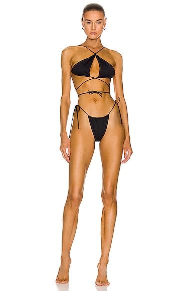 THE ATTICO Cross Front Bikini Set In Black FWRD