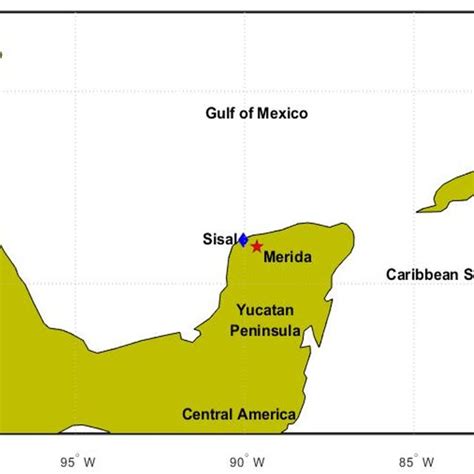 Map Showing The Yucat N Peninsula And The Sampling Locations I E