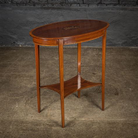 Edwardian Oval Mahogany Inlaid Side Table Sellingantiques Co Uk