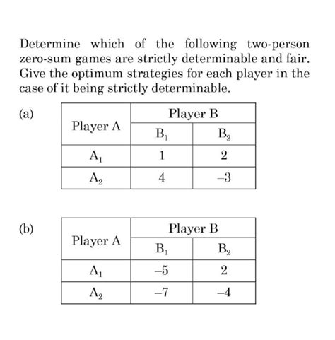 Solved Determine Which Of The Following Two Person Zero Sum Chegg