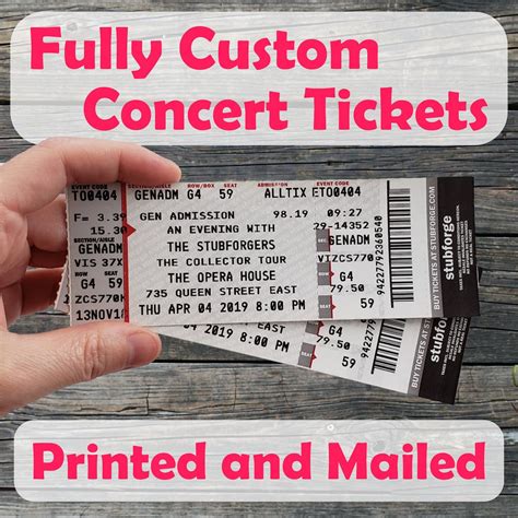 Custom Concert Ticket Fully Customizable Ticketmaster Fake Concert Ticket Stub Souvenir Novelty