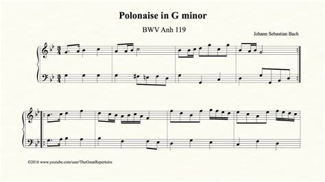 Bach Polonaise In G Minor Bwv Anh G Minor Bach Sheet Music