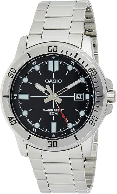 Casio Men S Watch Mtp Vd D Evudf Black Dial Silver Band Buy