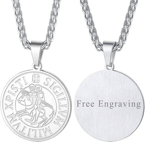 Pendentif Chevalier Templier Blason SceauCollier Croix de Jérusalem en