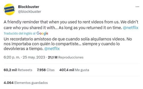 Blockbuster Se Burl Del Nuevo Anuncio De Netflix Y El Mensaje Se