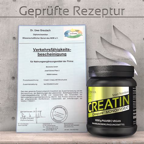 59 95 1Kg BIOMENTA Creatin Monohydrat Creapure 1 000 G Pulver