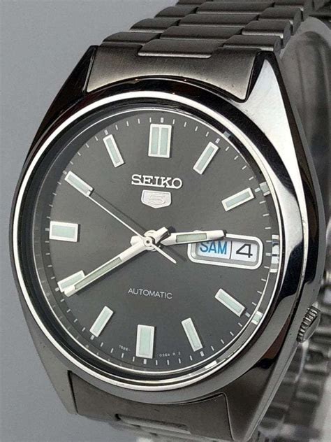 Seiko 5 Automatic Stainless Steel Black Dial Mens Watch Snxs79k