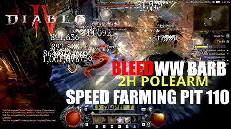 Diablo 4 S4 1 4 3 Bleed WW 2h Polearm Barb Speed Farming PIT 110 No