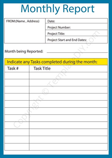 Free Monthly Report Template Free Word Templates