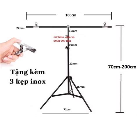 Khung Treo Phông Nền Chụp ảnh Chữ T 100x200cm Tặng Kèm Kẹp Chính