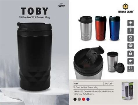 Plain Stainless Steel Toby Double Wall Travel Mug Capacity 250 Ml