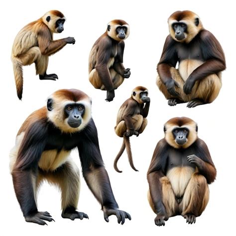 Premium Vector Gibbon Vector Set White Background Isolated