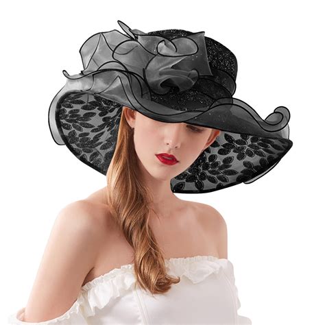 Womens Summer Dress Hat Wide Leaf Flower Bridal Shower Hat Sun Hats