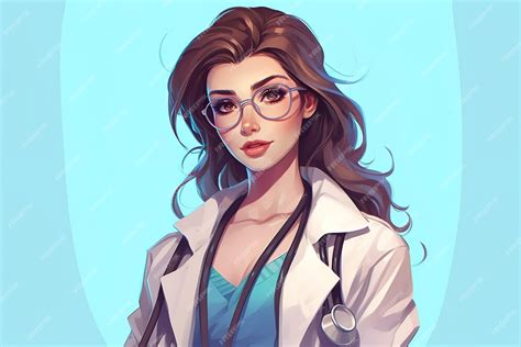 Premium Ai Image A Woman In A Lab Coat With Glasses And A Stethoscope