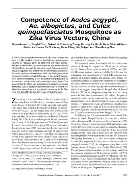 PDF Competence Of Aedes Aegypti Ae Albopictus And Culex