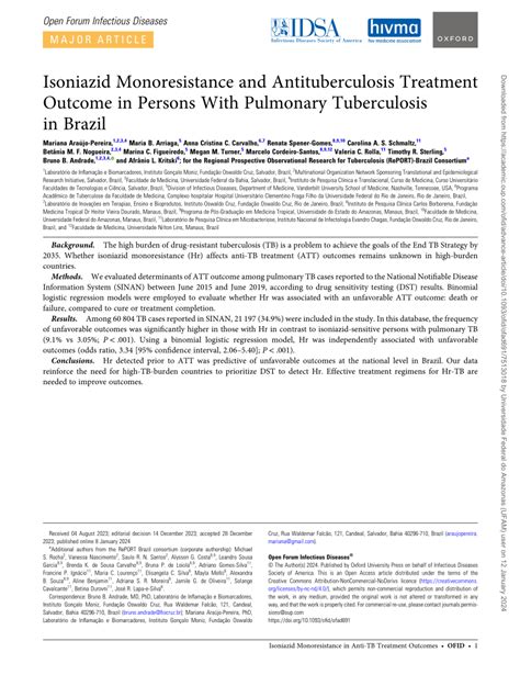 Pdf Isoniazid Monoresistance And Anti Tuberculosis Treatment Outcome