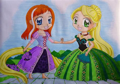 Chibi Anna And Rapunzel By IrisTechn On DeviantArt