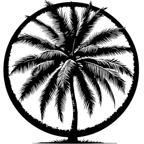 Un Dibujo En Blanco Y Negro De Una Palmera Con Una Palmera En El Medio