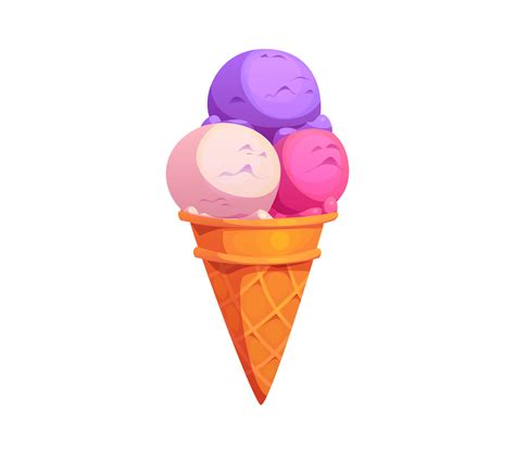 Cartoon fast food ice cream with colorful scoops 49602762 Vector Art at ...