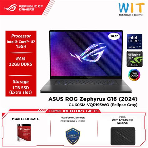 ASUS ROG Zephyrus G16 GU605M VQR193WO 2024 Intel Core Ultra 7 155H