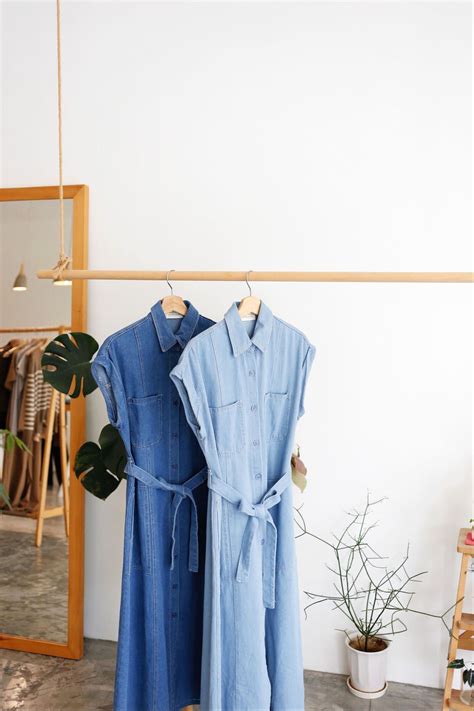 Cap Sleeves Button Through Denim Dress Justlove Closet