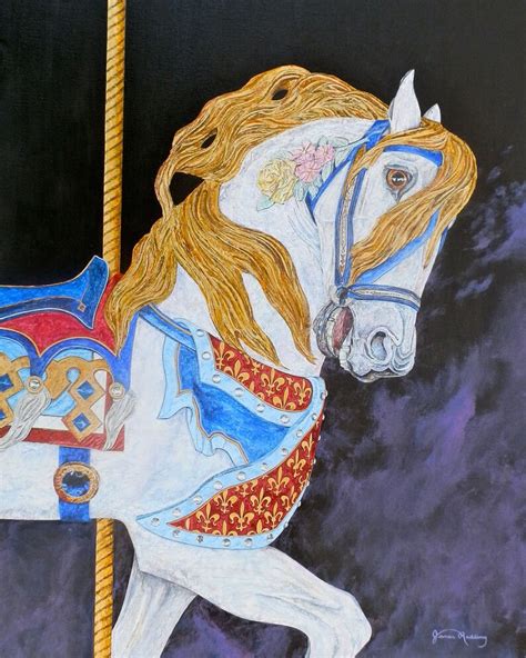 Carousel Horse Still Life Painting Carousel Print Black | Etsy