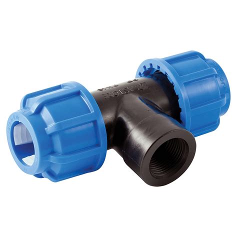 RACCORDO A COMPRESSIONE TUBO POLIETILENE TEE Ø 25 x 3 4 F x 25 mm