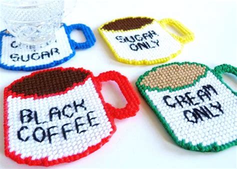 Coffee Mug Plastic Canvas Coasters Cup Mug Rugs Coffee Lover Etsy Plastic Canvas Coasters