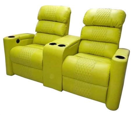 Neon Green Wooden Frame Home Theater Motorized Recliner Sofa