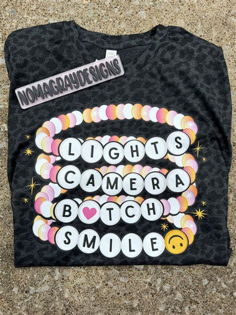 Lights Camera Smile Shirt Ttpd Leopard Print Friendship Bracelets Etsy