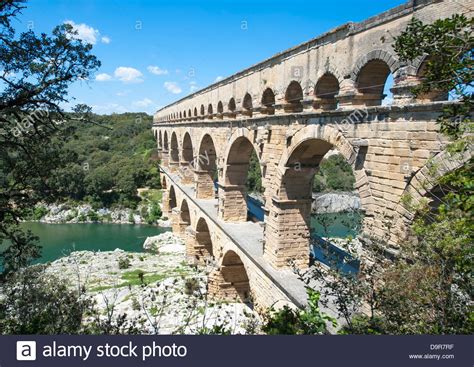 Detail Of Unesco World Heritage Pont Du Gard A Roman Aqueduct Spanning