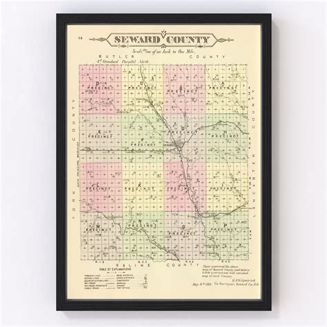 Vintage Map of Seward County, Nebraska 1885 by Ted's Vintage Art