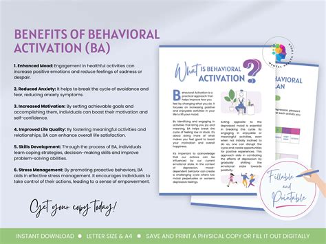 Behavioral Activation Workbook CBT Activities for Mental Health Therapy