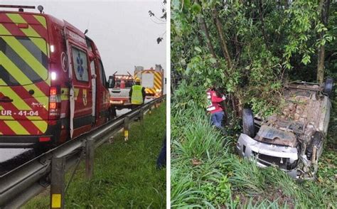 Carro sai da pista e capota em barranco às margens da BR 101 em