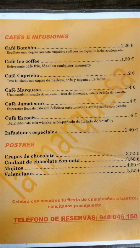 Menu At La Marquesa Cafe Sarriguren