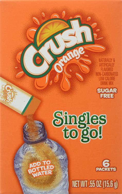 Crush Singles To Go Powder Packets Water Drink Mix Orange Non