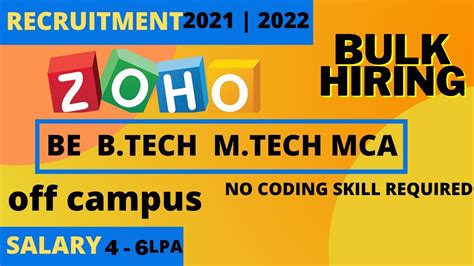 Zoho Off Campus Drive 2022 BATCH Graduates Off Campus Recruitment