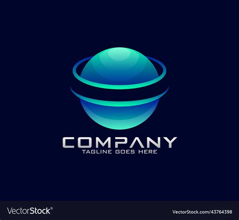 Abstract Global Technology Circle Logo Design Vector Image