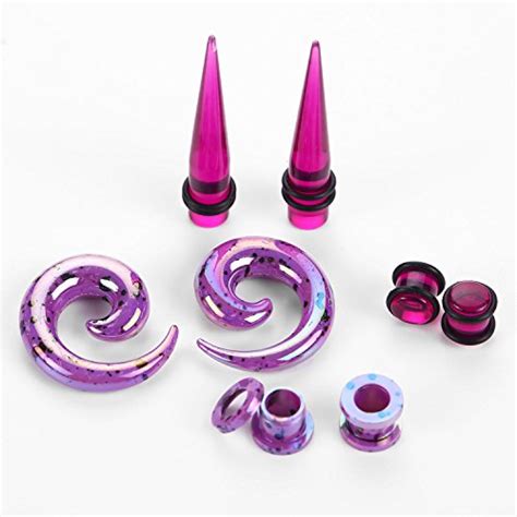 JDXN 64 Pieces Acrylic Spot Gauge Kit Spiral Tapers Tunnels And Plugs