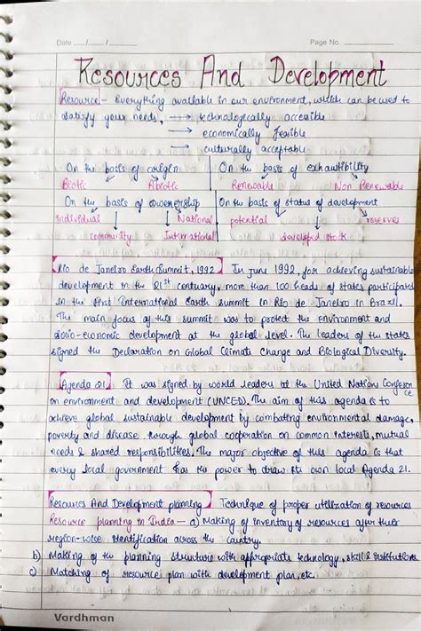 Resources And Development Class Notes