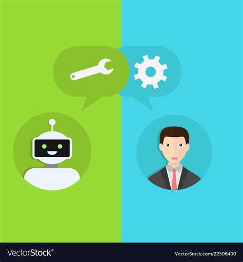 Chatbot Concept Man Chatting With Chat Vector Image