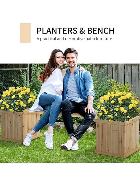 Outsunny Wooden Garden Planter And Bench Uk