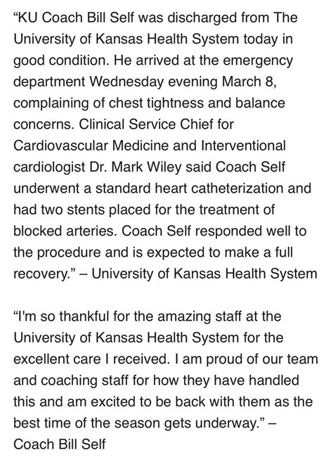 Brett McMurphy On Twitter Update On Kansas Coach Bill Self Who