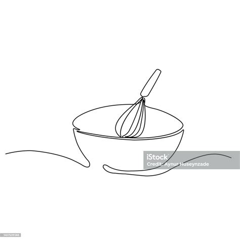 One Line Whisk Illustration Continuous Line Minimal Drawing Design