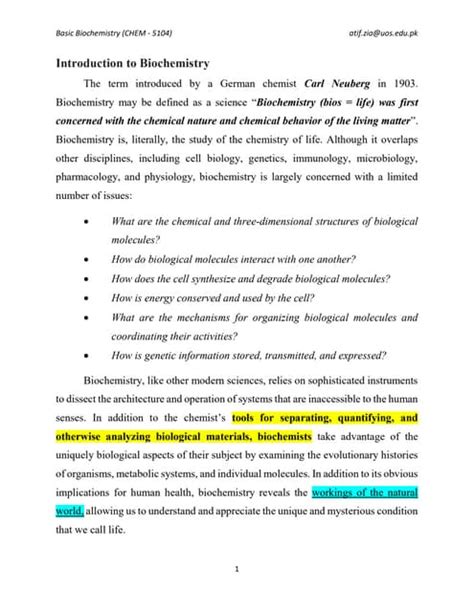 Lesson 1 basic biochemistry | PDF | Chemistry | Science 