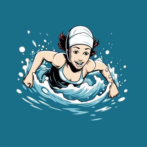 Premium Vector Vector Illustration Of A Female Swimmer In A Swimming