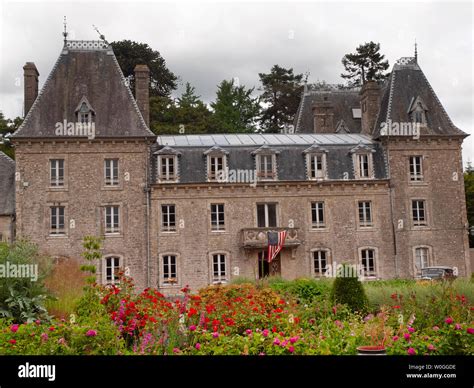 The Facade And Gardens Of The Chateau Bellenau In Normandy Stock Photo