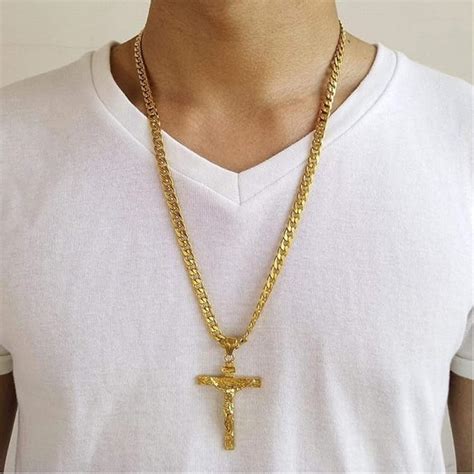 Cxkeb Or Pendentif Croix J Sus En Acier Inoxydable Pendentif Collier