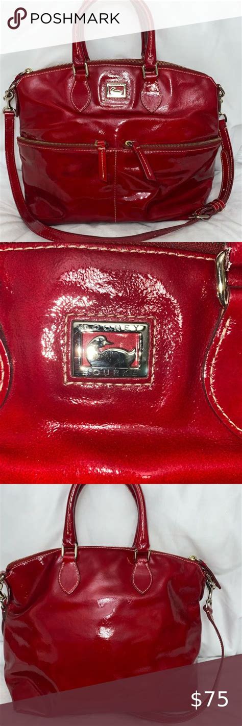 Authentic Shiny Red Dooney And Bourke Purse With Top Handle And